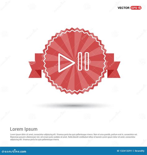 Play Pause Icon Red Ribbon Banner Stock Vector Illustration Of