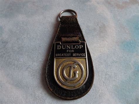 Vintage Dunlop Para El Mejor Servicio De Cuero Key Fob Etsy