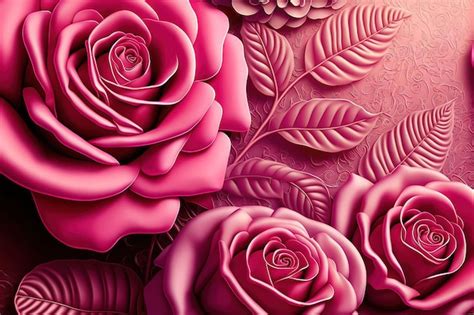 Premium Photo Pink Roses On The Background Generative Ai