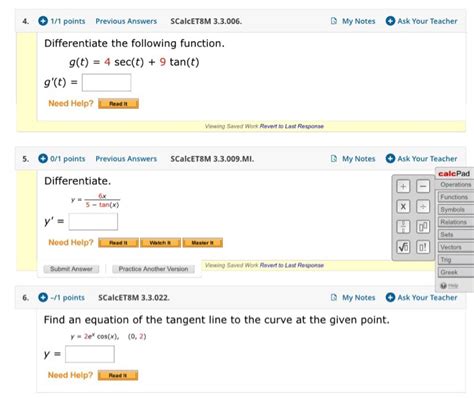 Solved 4 1 1 Points Previous Answers ScalcET8M 3 3 006 My Chegg