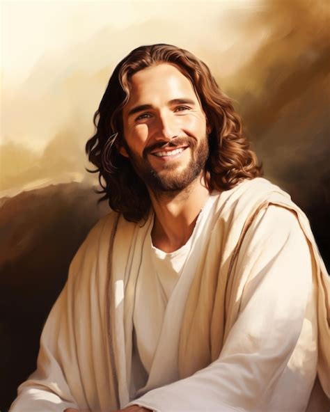 Premium AI Image A Painting Of Jesus Smiling