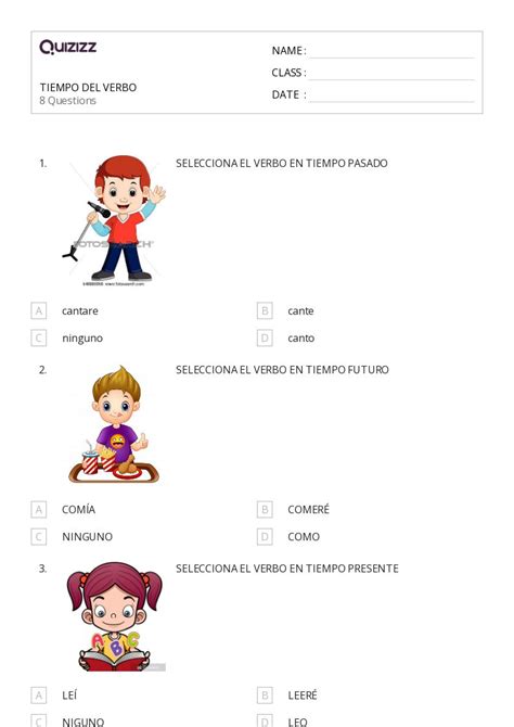 50 Verbos En Tiempo Presente Hojas De Trabajo Para Grado 2 En Quizizz