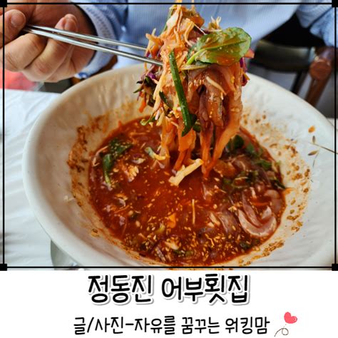 정동진 물회 맛집 정동진 바다가 보이는 어부횟집 네이버 블로그