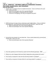 Biol Lab Genetics Complete Dominance Dihybrid