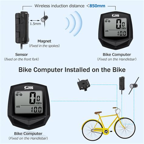 SUNDING SD-581A Bike Computer LCD Waterproof Bike Digital Speedometer ...
