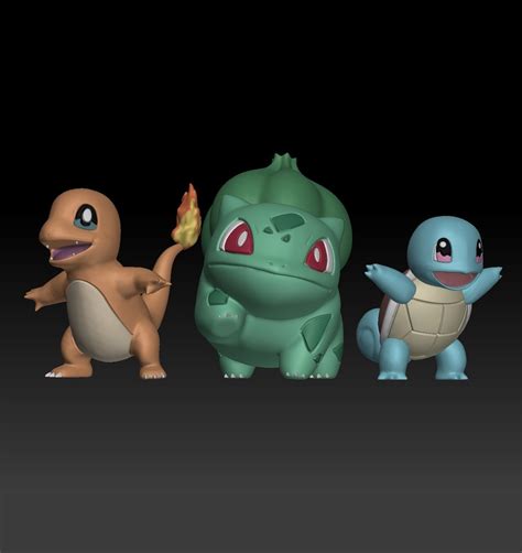 Archivo Stl Pokemon Kanto Starters Bulbasaur Charmander Squirtle 🐉