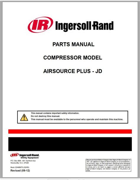 Ingersoll Rand Portable Compressor Airsource Plus Parts Manual