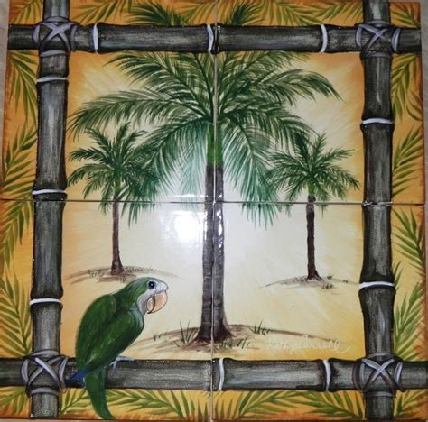 Palm Tree Ceramic Tile Murals And Tumbled Marble Murals Etsy