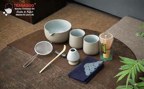 TEANAGOO Matcha Whisk Set Matcha Bowl avec Spout moulé en bambou Matcha