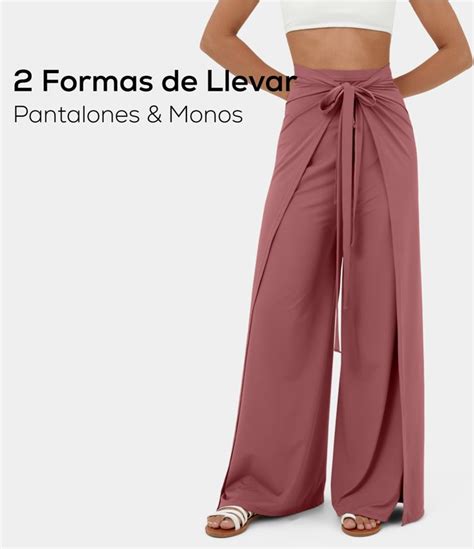 Patal N Casual Fluido De Pierna Ancha Palazzo Con Abertura Y Cintura