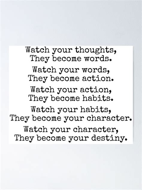 Watch Your Thoughts Inspirational Quote Lao Tzu Poster For Sale By