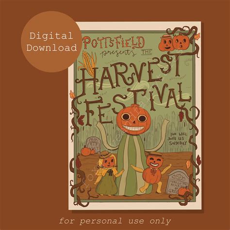 Pottsfield Harvest Festival Print Printable Poster Over Etsy