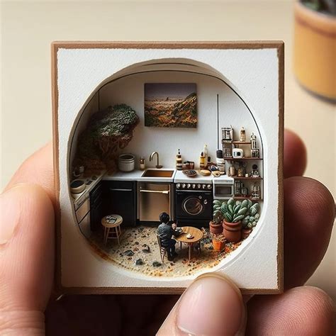 Uma M O Segurando Uma Pequena Cozinha Em Miniatura A Foto De Um