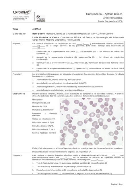 PDF Cuestionario Aptitud Clínica Parceria ControlLab Pregunta 2