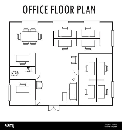 Architecture plan with furniture. Office floor plan, isolated on Stock ...