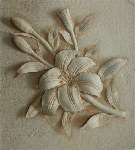 가죽공예 백합 3d 카빙lily 3d Carving Clay Wall Art Sculpture Art Clay