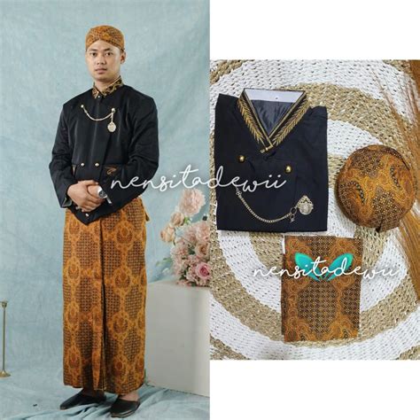 Jual Set Htsb Baju Adat Jawa Model Beskap Solo Polos Motif