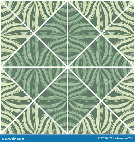 Contoured Foliage Mosaic Seamless Pattern Abstract Palm Leaves Tile