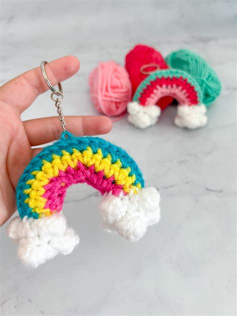 Rainbow Keychain Free Crochet Pattern Okiegirlblingnthings