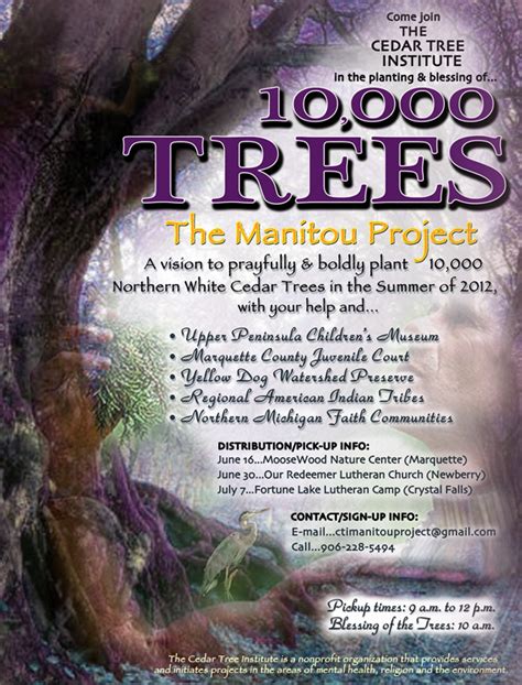 10 000 Trees The Manitou Project Cedar Tree Institute