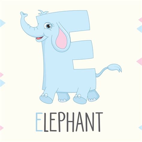 Alfabeto Ilustrado Letra E Y Elefante Vector Premium