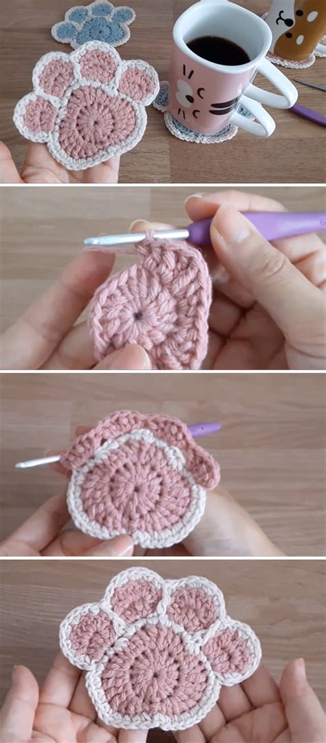 Crochet Paw Coaster You Can Make Easily Crochetbeja