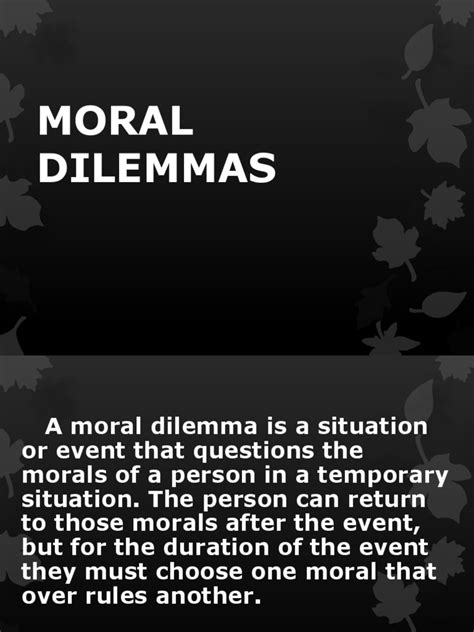 Moral Dilemmasppt Morality Decision Making