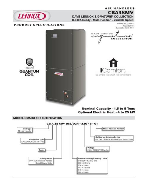 Pdf Cba38mv 1 5 5 Ton Multi Position Air Handlers Air  · Consists Of 2 1 X 1 1 2 X 32 5 8