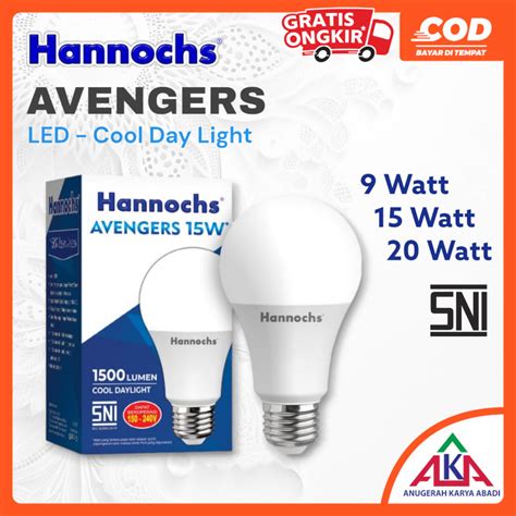 Jual HANNOCHS AVENGERS Bohlam Lampu LED 9W 15W 20W Putih Cool Daylight