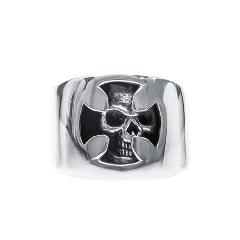 Bague Homme Tête De Mort Et Croix Argent ORUSBIJOUX MATY