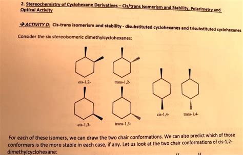 SOLVED Stereochemistry Of Cyclohexane Derivatives Cis Trans Isomerism