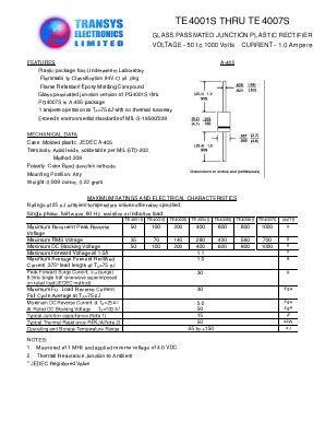 Te S Datasheet Pdf Transys Electronics Limited Glass Passivated