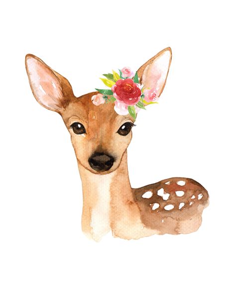 Nursery Animal Poster Nursery Printable Art Watercolor Baby Deer ...