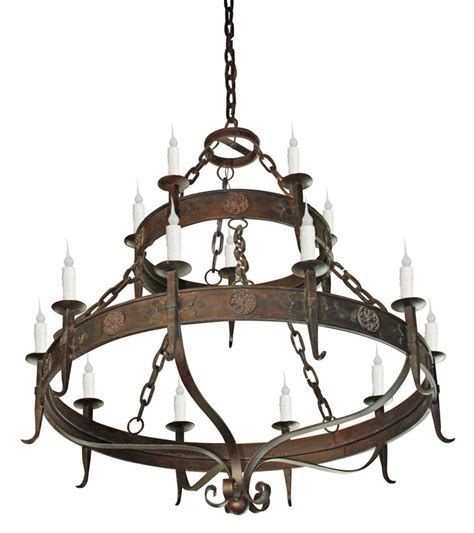 CH 157 Hand Forged Iron Eighteen Light Double Tier Chandelier