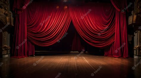 Premium AI Image | A stage with red curtains and a red curtain