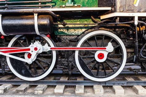 Old Train Wheels on Rails in Black Stock Photo - Image of railway ...