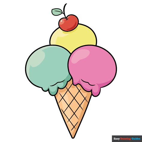 How to Draw an Easy Cartoon Ice Cream Cone - Really Easy Drawing Tutorial