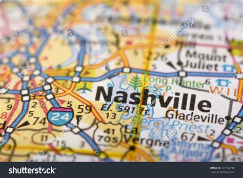 Closeup Nashville Tennessee On Road Map Stock Photo 571554748 ...