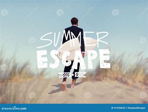 Businessman With Surfboard Going To The Beach Stock Photo Image Of