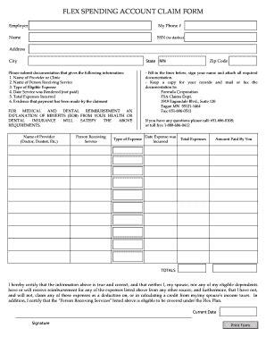 Fillable Online FSA Reimbursement Form Formula Benefits Fax Email