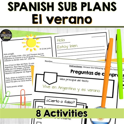 Summer Vacation Activities for Spanish Class - The Spanish Brew