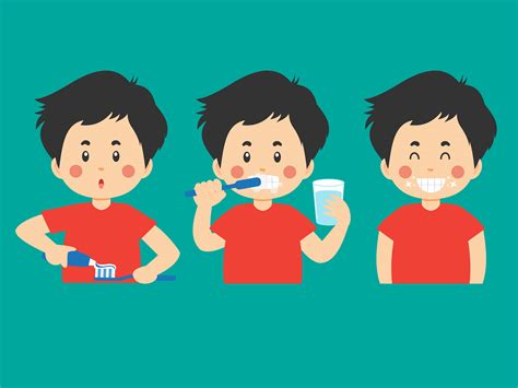 Brushing Teeth Activities Cartoon Boy Set 1269989 Vector Art at Vecteezy