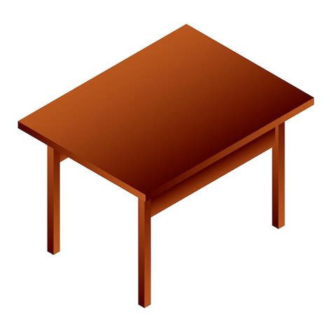 Icono de mesa de madera isométrica de icono de vector de mesa de madera