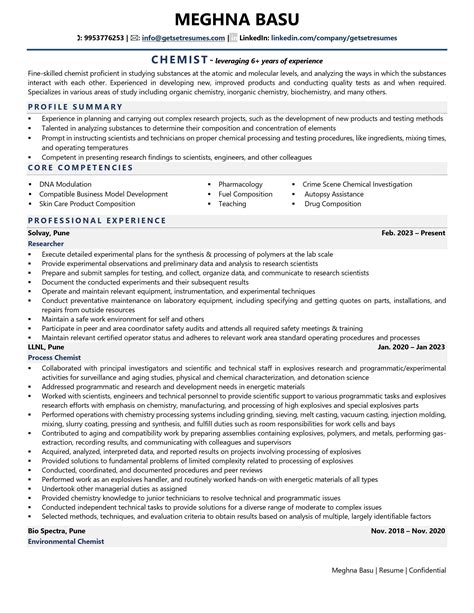 Chemist Resume Examples And Template With Job Winning Tips