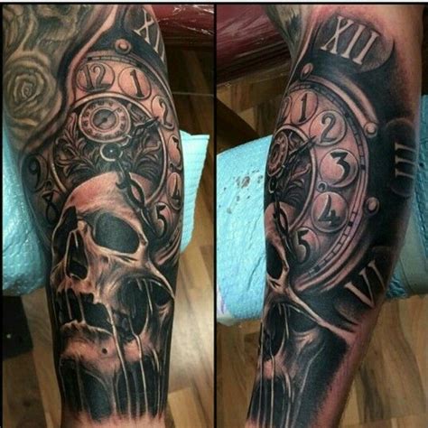 Skull And Clock Skull Tattoo Design Clock Tattoo Design Tattoo Designs