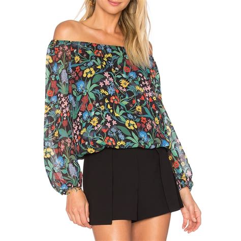 Alice Olivia Alta Peasant Floral Off The Shoulder Top Evachic