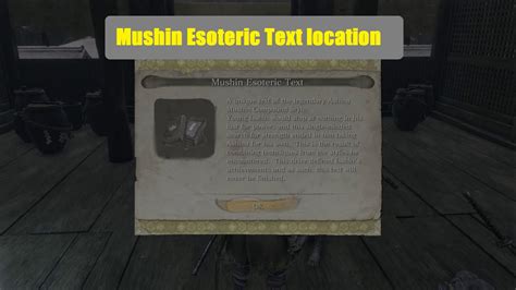 Sekiro How Get The Mushin Esoteric Text YouTube