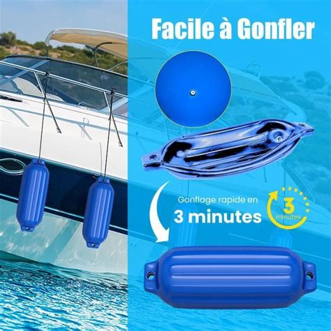 COSTWAY Pack de 4 Pare Battage Gonflables 50 x 14cm Bleu en PVC à deux