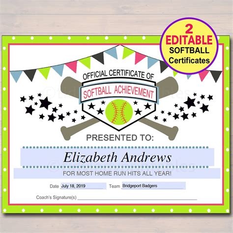 Softball Certificate Templates Free CUMED ORG