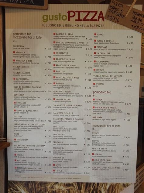 Menu Da Gusto Pizza Pizzeria San Paolo D Argon